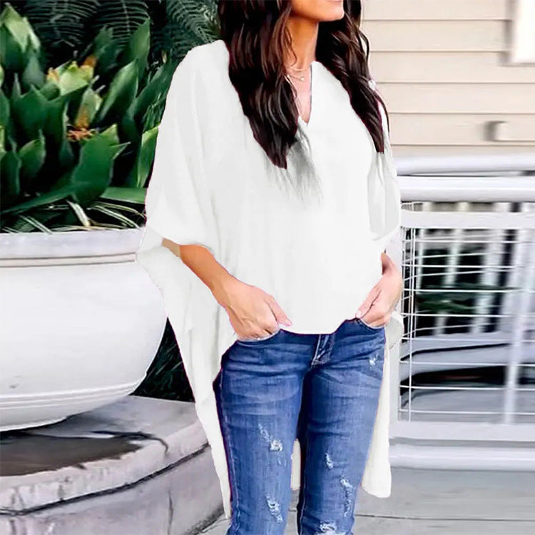Simple Loose Bat Sleeve Blouse