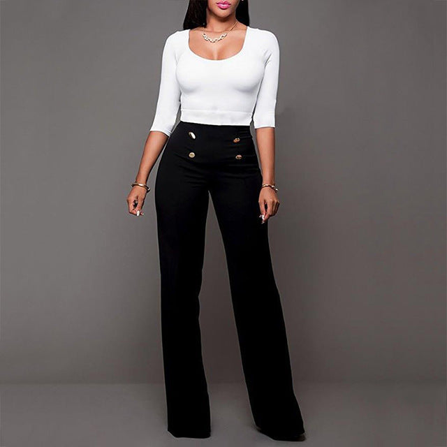 High Waisted Stetch Flare Casual Palazzo Pants