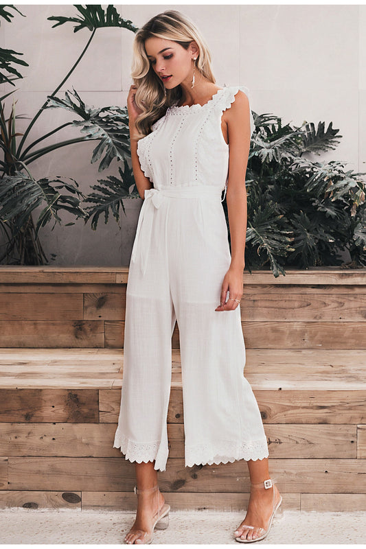 Elegant White Ruffle Romper