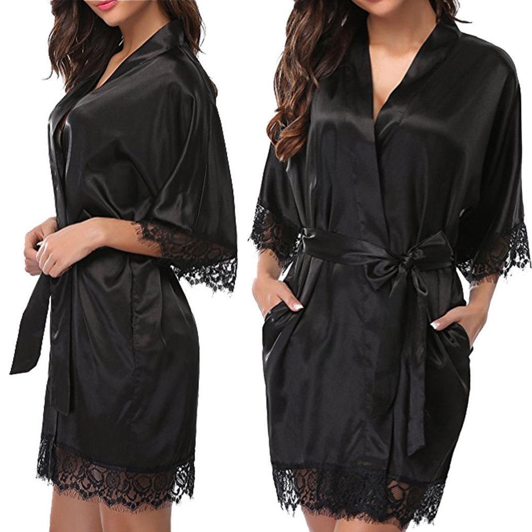 Sexy Silk Lace Knee Height Robe