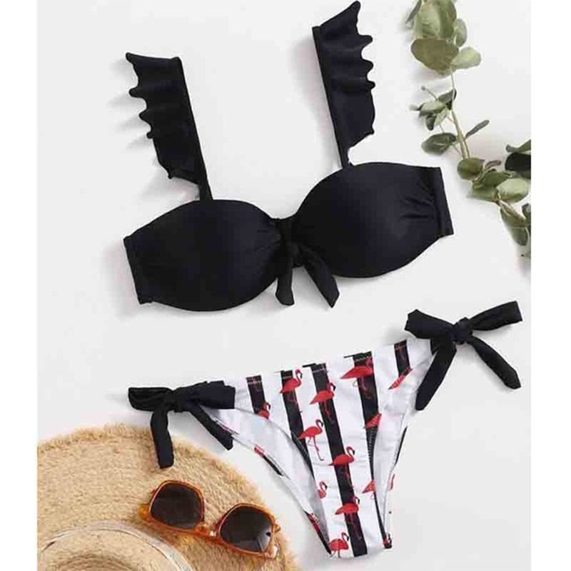 Brazilian Flamingo Ruffle Bikini