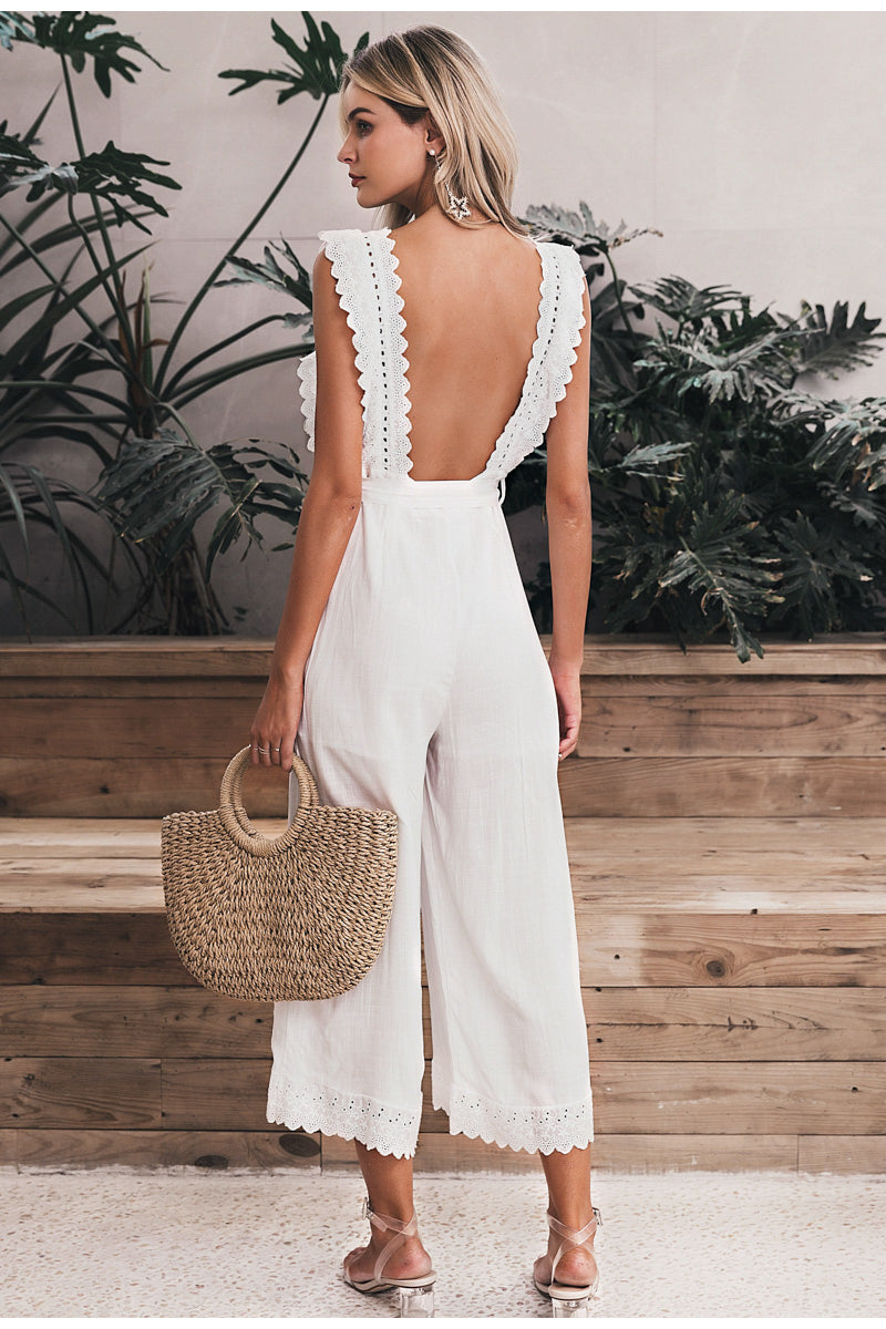 Elegant White Ruffle Romper