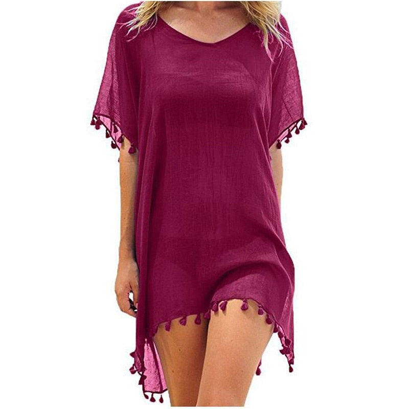 Chiffon Tassel Swimsuit Cover Up