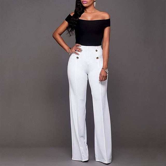 High Waisted Stetch Flare Casual Palazzo Pants