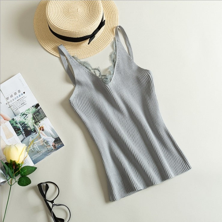 Knitted Lace Cami Tank