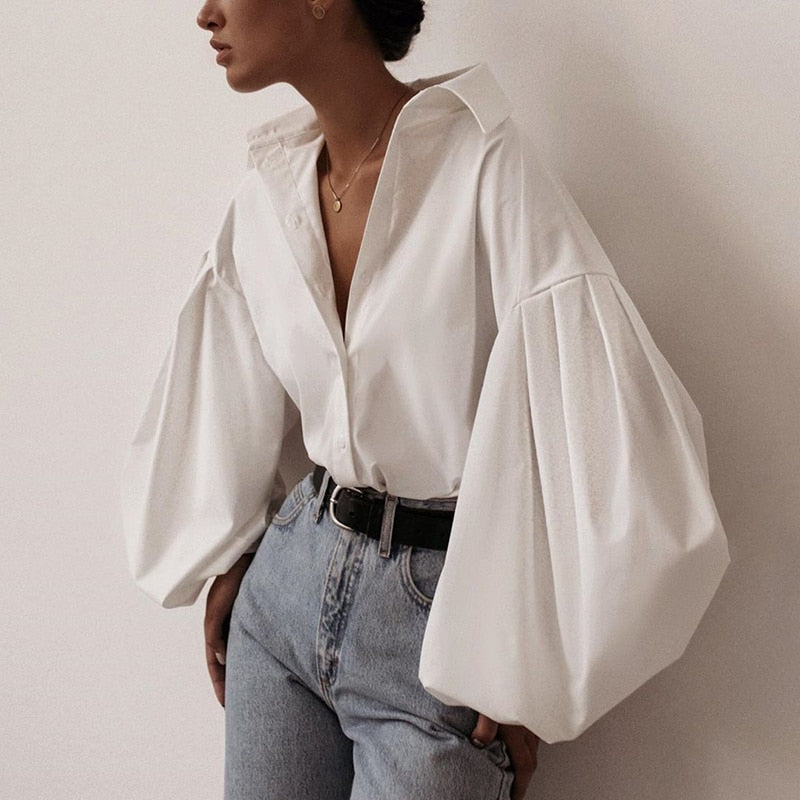 Oversized Elegant Vintage Button Up Blouse