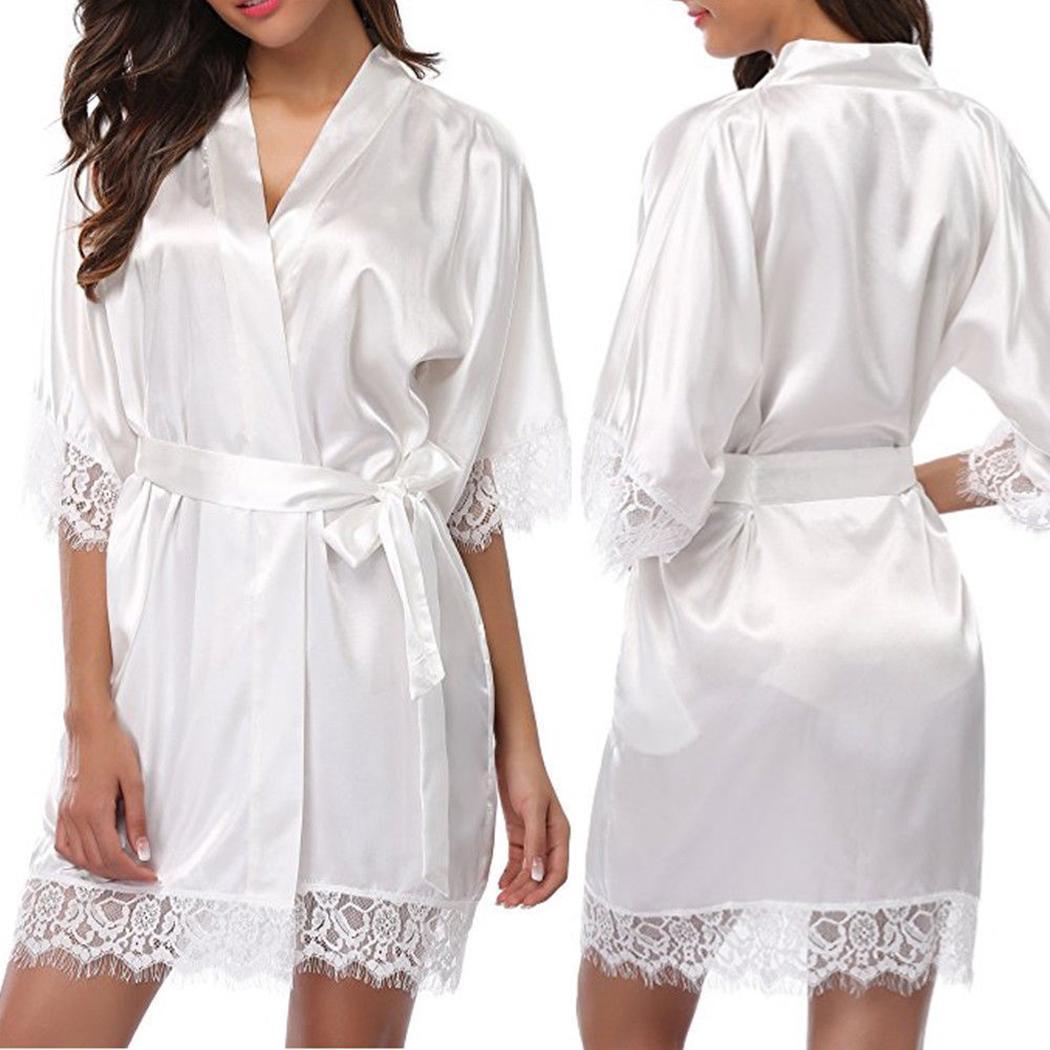 Sexy Silk Lace Knee Height Robe