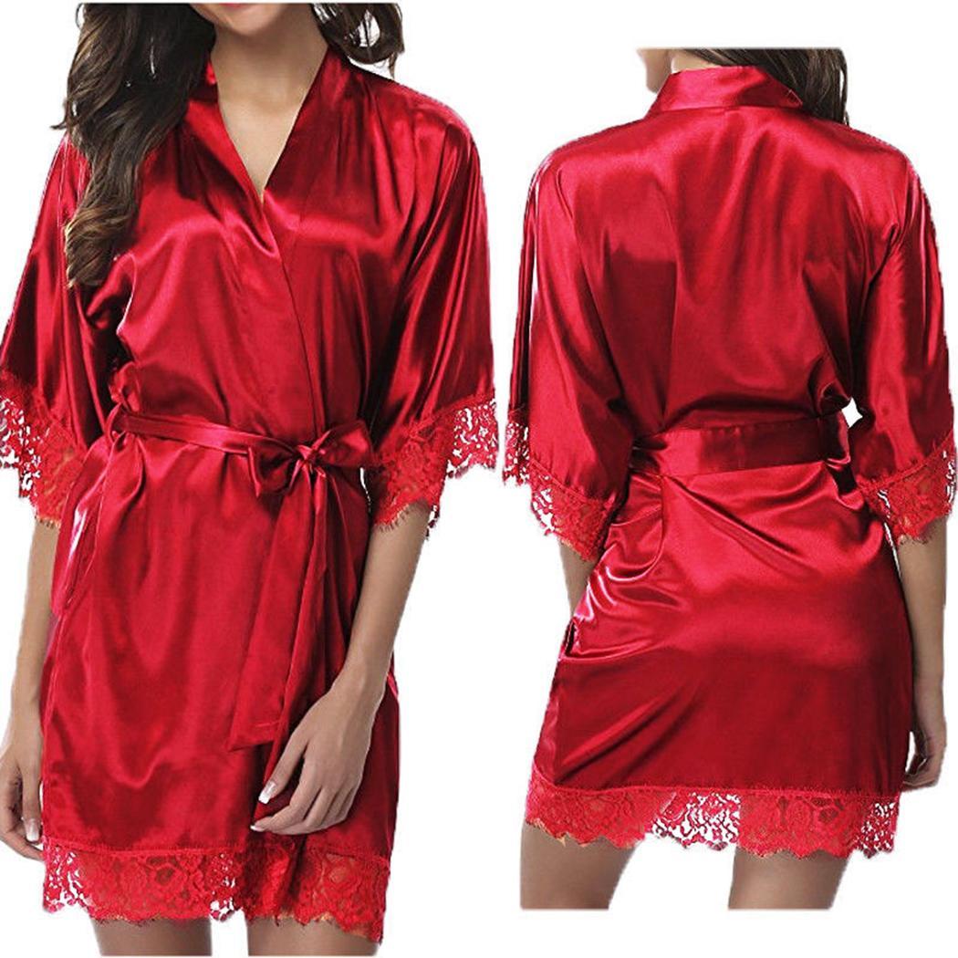 Sexy Silk Lace Knee Height Robe