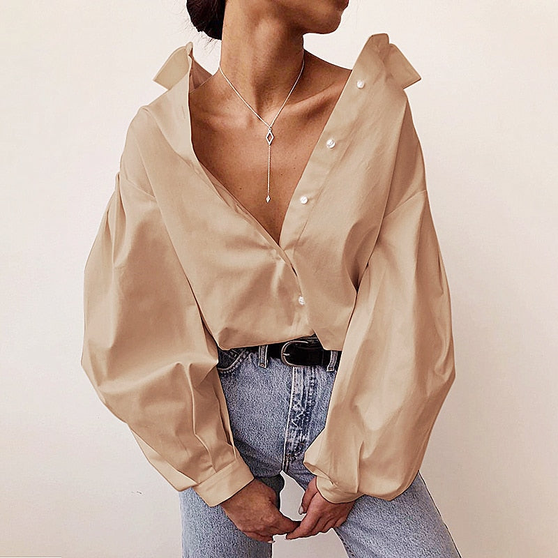 Oversized Elegant Vintage Button Up Blouse