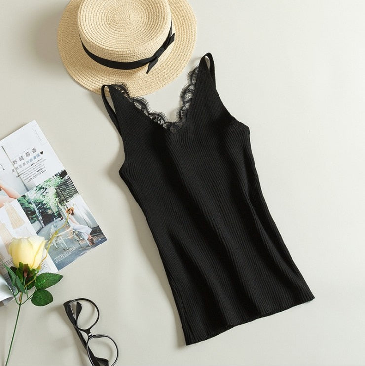 Knitted Lace Cami Tank