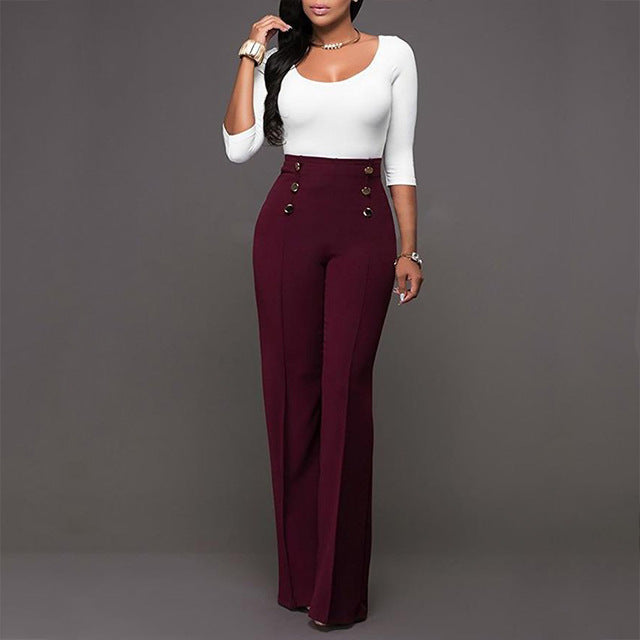 High Waisted Stetch Flare Casual Palazzo Pants