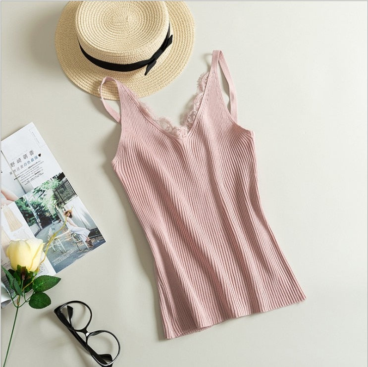 Knitted Lace Cami Tank