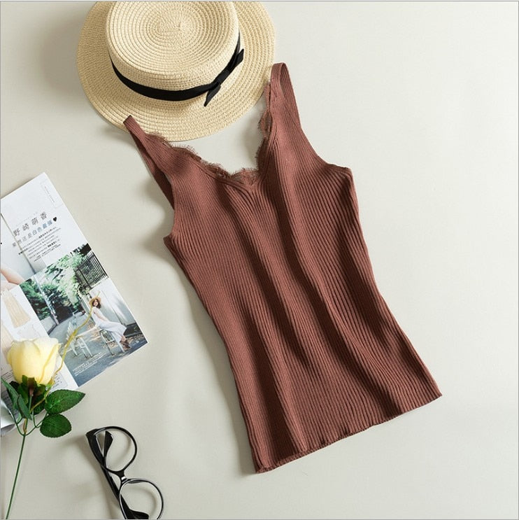 Knitted Lace Cami Tank