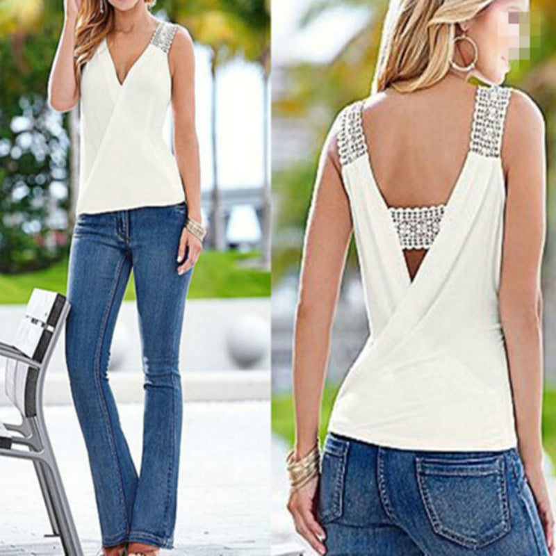 Summer Time Sexy White Tank Top Blouse