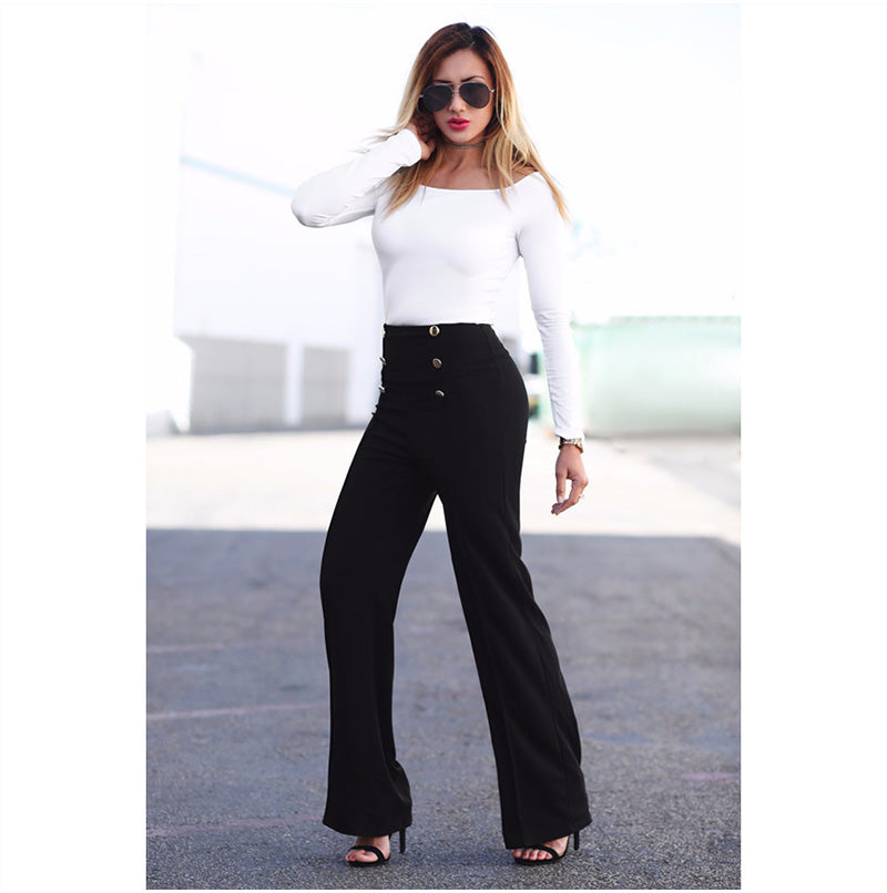 High Waisted Stetch Flare Casual Palazzo Pants