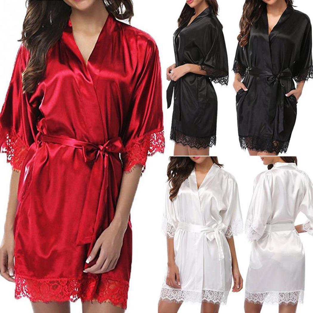 Sexy Silk Lace Knee Height Robe